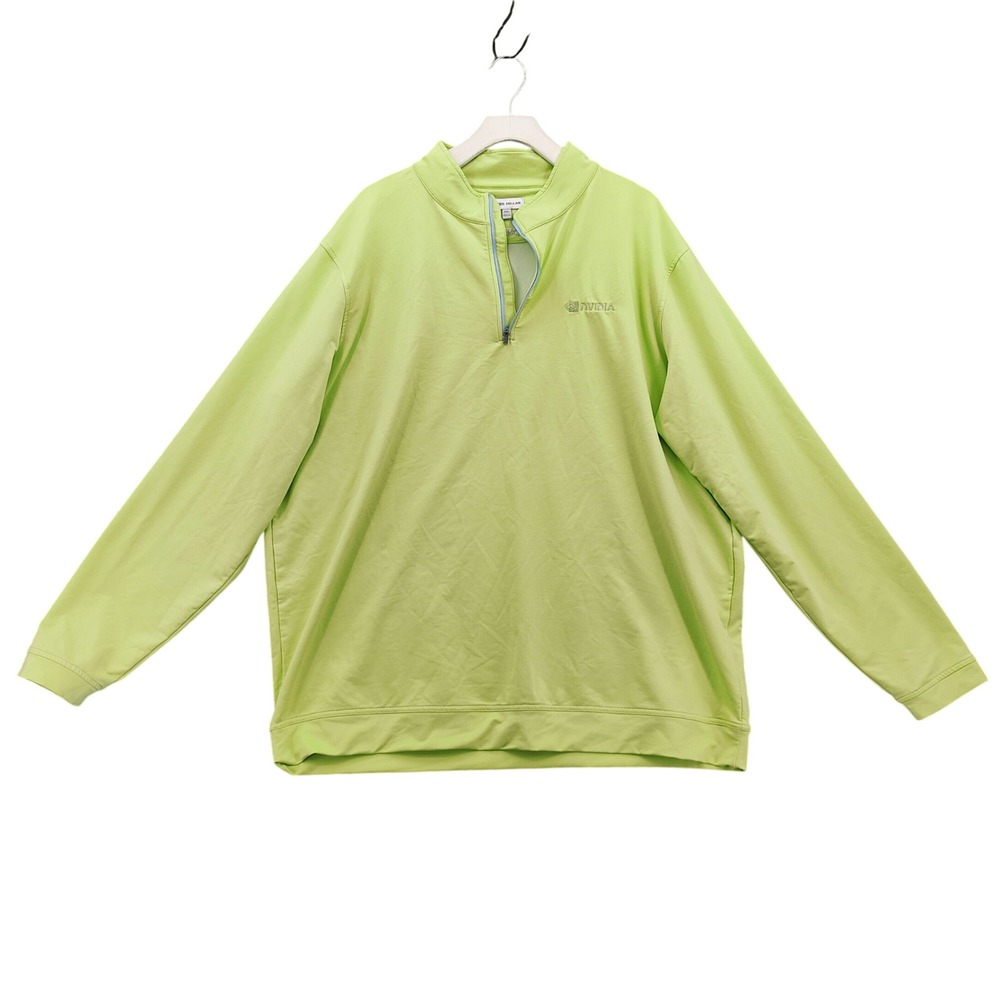 Peter Millar Mens Gorpcore Tech 1/4 Zip Pullover 3XL Lime Green NVIDIA Dell Logo